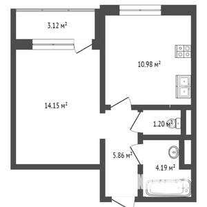 1-к квартира, на длительный срок, 40м2, 14/17 этаж