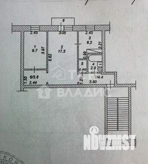 2-к квартира, на длительный срок, 45м2, 2/5 этаж