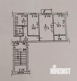 3-к квартира, вторичка, 57м2, 5/5 этаж