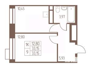 1-к квартира, строящийся дом, 33м2, 15/24 этаж