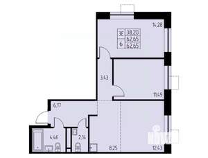 3-к квартира, вторичка, 63м2, 11/23 этаж