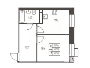 1-к квартира, вторичка, 39м2, 5/12 этаж