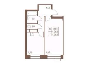 1-к квартира, строящийся дом, 41м2, 23/24 этаж