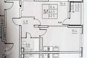 1-к квартира, вторичка, 43м2, 3/17 этаж