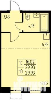 Студия квартира, строящийся дом, 30м2, 16/23 этаж