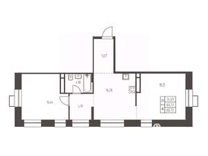 2-к квартира, строящийся дом, 66м2, 6/12 этаж