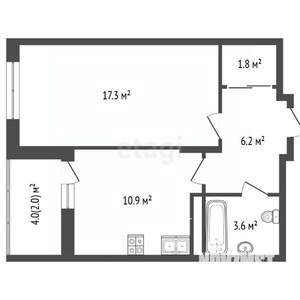 1-к квартира, вторичка, 40м2, 10/17 этаж