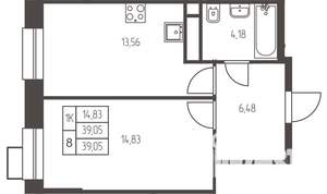 1-к квартира, вторичка, 39м2, 11/25 этаж