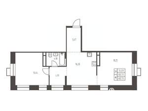 2-к квартира, строящийся дом, 66м2, 8/12 этаж