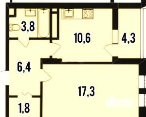 1-к квартира, вторичка, 45м2, 5/17 этаж