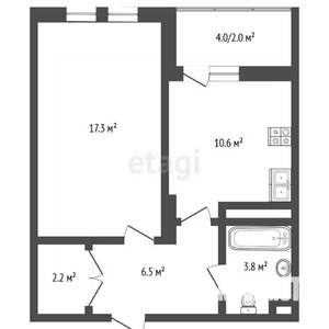 1-к квартира, вторичка, 41м2, 16/17 этаж