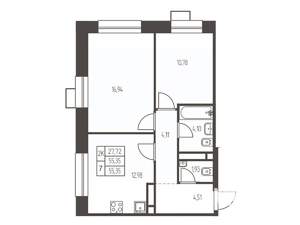 2-к квартира, строящийся дом, 55м2, 11/20 этаж
