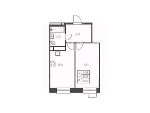 1-к квартира, строящийся дом, 39м2, 13/25 этаж