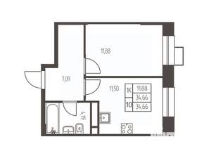 1-к квартира, вторичка, 35м2, 16/20 этаж