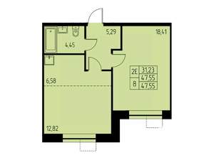 2-к квартира, строящийся дом, 48м2, 10/23 этаж