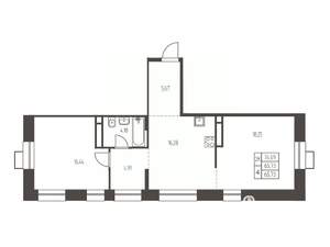2-к квартира, строящийся дом, 66м2, 12/12 этаж