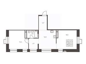 2-к квартира, строящийся дом, 66м2, 3/12 этаж