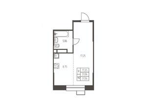 Студия квартира, строящийся дом, 31м2, 20/25 этаж
