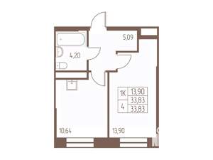 1-к квартира, вторичка, 34м2, 3/24 этаж