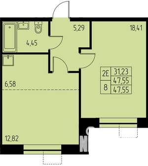 2-к квартира, строящийся дом, 48м2, 7/23 этаж