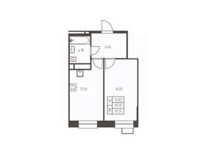 1-к квартира, строящийся дом, 39м2, 18/25 этаж