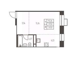 Студия квартира, вторичка, 32м2, 9/12 этаж