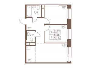 3-к квартира, строящийся дом, 52м2, 6/24 этаж