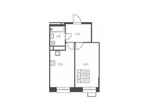 1-к квартира, строящийся дом, 39м2, 25/25 этаж