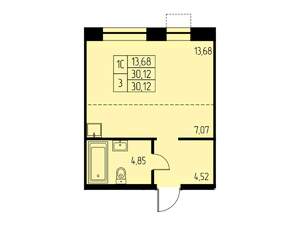 Студия квартира, строящийся дом, 30м2, 20/23 этаж
