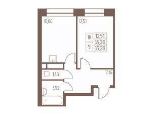 1-к квартира, вторичка, 35м2, 16/24 этаж