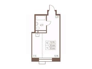 Студия квартира, строящийся дом, 31м2, 12/24 этаж