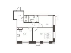 2-к квартира, строящийся дом, 58м2, 14/25 этаж
