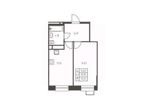 1-к квартира, строящийся дом, 39м2, 19/25 этаж