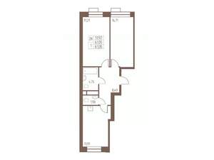 2-к квартира, строящийся дом, 61м2, 19/24 этаж