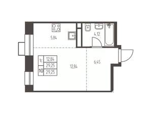 Студия квартира, строящийся дом, 29м2, 5/12 этаж