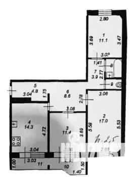 3-к квартира, вторичка, 79м2, 6/10 этаж