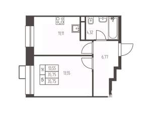 1-к квартира, вторичка, 36м2, 18/20 этаж