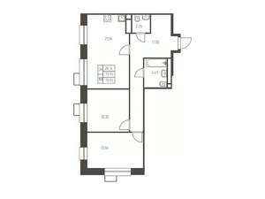 2-к квартира, строящийся дом, 71м2, 18/25 этаж