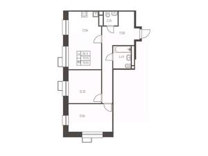 2-к квартира, строящийся дом, 71м2, 13/25 этаж