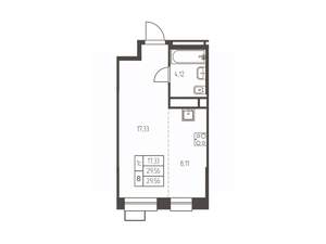 Студия квартира, строящийся дом, 30м2, 9/25 этаж