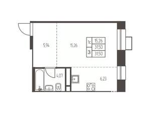 Студия квартира, строящийся дом, 32м2, 5/12 этаж