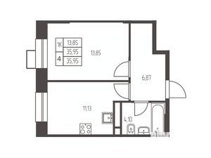 1-к квартира, вторичка, 36м2, 18/20 этаж