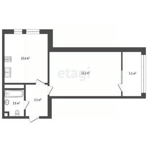 1-к квартира, вторичка, 53м2, 6/17 этаж