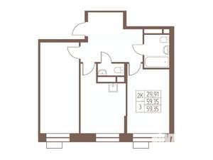 2-к квартира, вторичка, 59м2, 14/24 этаж