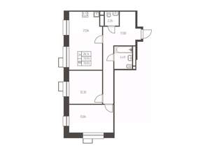 2-к квартира, строящийся дом, 71м2, 16/25 этаж