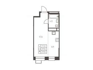 Студия квартира, строящийся дом, 30м2, 11/25 этаж