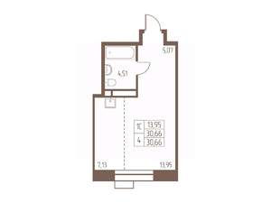 Студия квартира, строящийся дом, 31м2, 12/24 этаж
