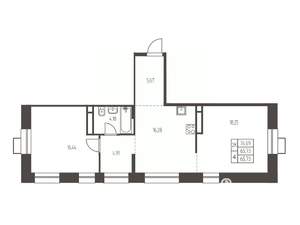 2-к квартира, вторичка, 66м2, 7/12 этаж