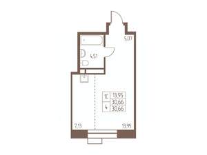 Студия квартира, вторичка, 31м2, 20/24 этаж