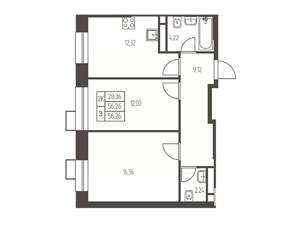 2-к квартира, вторичка, 56м2, 11/20 этаж